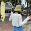 Sombrero de Paja Gradual de Colores Transpirable para Niños Primavera y Verano que Muestra la Cara Versión Coreana ins Protector Solar Sombrero de Pescador Sombrero de Cubo para la Playa