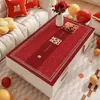 Mantel rojo nuevo con temática de boda, diseño festivo, impermeable y resistente al aceite, no requiere lavado, apto para mesas de sala y comedor
