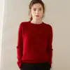 Suéter de cachemira cuello redondo mujer cachemira engrosado color liso suelto ajuste slim suéter tejido suéter básico manga larga