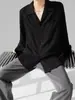 Camisa Estilo Abstinencia para Hombre y Mujer Caída Cuello Cubano Holgada Camisa Versátil Textura Manga Larga Axila de Moda
