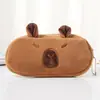 Bolsa de Lápis de Pelúcia Capivara Grande Capacidade Desenho Animado Fofa Capivara Bolsa de Material Escolar Bolsa de Armazenamento para Alunos do Ensino Fundamental e Médio Modelo Transfronteiriço