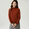 Versátil para el commute~Suéter 100% cachemir para mujer, cuello redondo semialto, corte ajustado, suéter base de cachemir suave y cómodo para otoño e invierno