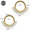 Anel Segmentado Múltiplos Zircônias Titânio G23 Piercing Nariz Titânio Galvanizado Formato Gota Coração Cartilagem Orelha Stud Piercing Joia