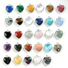 Piedra Natural Amatista Lapislázuli Lapislázuli 15 mm Colgante Borde de Amor Collar de Bricolaje Pendientes Accesorios de Joyería en Forma de Corazón