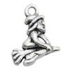 Set Mixto de 20 Colgantes de Aleación de Plata Antigua Serie de Halloween Esqueleto, Araña y Mago Imitación Accesorios para Joyería DIY