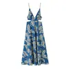 Comércio Exterior Transfronteiriço Moda Feminina Chegadas de Verão Estilo Resort Europeu e Americano Vestido Midi Estampado com Fenda 2862349