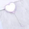 Espejo de Maquillaje de Mano con Forma de Corazón DIY Espejo con Perlas Portátil Espejo de Maquillaje de un Solo Lado Espejo de Maquillaje de Corazón de Plástico Venta al por Mayor