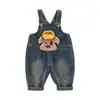 Pantalón de mezclilla unisex para niños de primavera y otoño Mono elegante para bebé Personalidad infantil Marca de moda Estilo coreano Mono de dibujos animados en 3D