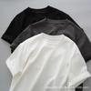 Fio duplo de cor sólida pesada 400g camiseta de manga curta homens e mulheres Verão algodão solto clássico all-match Camisa de fundo branco