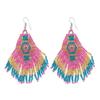 Brincos Exagerados com Padrão Étnico Retrô Brincos de Borla Transfronteiriços Sem Cor para Estilo de Feriado Feminino Verão Praia
