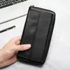 Negocios Transfronterizos Cartera Larga de Cuero Genuino Cartera Clutch de Gran Capacidad Cartera de Cuero para Hombre
