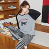 Pijama de Terciopelo Cepillado Estilo Nuevo 2025 para Mujer en Otoño e Invierno Forrado de Polar y Engrosado Dibujos Animados Lindos de Manga Larga Traje Cálido Se Puede Enviar por Cuenta Ajena