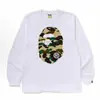 Suministro transfronterizo, venta al por mayor de comercio exterior, camiseta de manga larga de marca de moda BAPE con cabeza de mono, top pesado de tiburón, camiseta interior