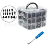 Caja de 625 piezas de hebillas 16 tipos de remaches de clip de tornillo de expansión de sujetadores para parachoques de coche universales