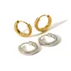 Pendientes de aro geométricos de acero inoxidable chapado en oro de 18 quilates, diseño simple europeo y americano, de moda, combinan con todo, para mujer, al por mayor