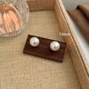 Verano Nuevo Shijia Aretes de Perlas de Pan al Vapor para Mujer Plata de Ley S925 Aguja de Plata Nicho Alta Gama Lujo Ligero Combinación con Todo Personalidad