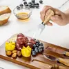 Tabla de quesos de madera de acacia, cuchillo para queso, tabla para mantequilla y queso, tabla de cortar de madera, tabla para pan y filete, juego de cuchillos para queso
