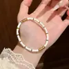 Pulseira de aço titânio e bambu estilo coreano de luxo leve com gota de óleo para mulheres, não desbota, galvanizada a vácuo em forno, joia elegante de luxo leve