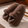 Pantuflas de invierno para interiores para mujer, antideslizantes, forradas de felpa para abrigar, adecuadas para parejas, con diseño de talón cerrado y forro de felpa para hombre