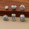 Plata Pura 999 Vintage Corazón de Plata Dura en Forma de León Despertando Moneda de Cobre Cuenta Dzi Paz y Alegría Separador para Joyería DIY Pulsera Accesorios