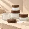 Atacado Madeira Preta Grão Vidro Garrafa Creme Cosméticos Garrafa Dispensadora Máscara Fosca Creme para Olhos Garrafa
