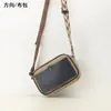 Bolsa Original de Lona com Couro Tingido Vegetal Color-Blocking para Mulheres, Bolsa Transversal Estilo Coreano para Estudantes, Mochila Pequena de Design Exclusivo, Bolsa de Ombro