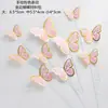 Borboleta de papel simulada com borda dourada bronzeadora, decoração de bolo, cartão criativo rosa para inserir, cartão de aniversário para deusa e menina