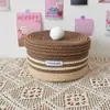 [Processamento Personalizado] Caixa de Armazenamento Doméstica Pequena com Tampa, Cesta de Armazenamento de Mesa, Cesta de Armazenamento Trançada, Cesta de Presente