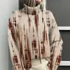 Estación Independiente de Amazon Temu Chaqueta Cardigan Suéter de Cuello Alto Estampado Abstracto Multielemento 3D para Mujer E127