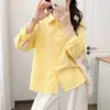 Camisa Manga Longa Estilo College para Mulheres, Camisa Casual 100% Algodão, Top Multicor Amigo da Pele, Rejuvenescedor, Estilo Preguiçoso, Jaqueta Fina com Proteção Solar