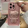 Soporte de Espejo Hello Kitty Adecuado para Funda de Teléfono Móvil Apple 16Promax 15 Nuevo Iphone16 Xiaomi 17 Silicona