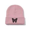 Gorro de punto con bordado de mariposa, estilo europeo y americano, para parejas, moda urbana, gorro de lana, gorro Baotou, gorro frío de moda.