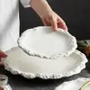 Plato Base con Patrón de Roca de Fábrica, Plato Cerámico Plano para Uso Doméstico, Nuevo Modelo 2026, Vajilla de Hotel, Plato de Presentación Estilo Ins