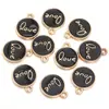 Colgante de etiqueta de beso con letra inglesa, redondo, aleación, doble cara, gota de aceite, colgante pequeño, pulsera, collar, joyería DIY