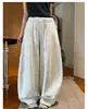 Pantalones de pierna ancha tipo globo con cordón, estilo coreano, de cintura alta, sueltos, versátiles, con retazos curvos, largos, para mujer, adelgazantes, nuevos de otoño