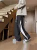 Pantalones de Pana Color Block para Hombre Otoño Invierno Sueltos Versátiles Rectos Casuales 2025 Nuevos de Moda Americanos de Pierna Ancha
