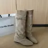 Botas Nuevas Hasta la Rodilla Punta Cuadrada Estilo Western Tacón Grueso Botas de Montar Botas Retro para Mujer Botas de Mezclilla de Tacón Alto para Otoño/Invierno para Piernas de Pantalón