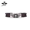 Pulsera de Acero Inoxidable y Cuero Genuino Calavera Punk Acero de Titanio Sin Decoloración Estilo Retro Europeo y Americano para Hombres y Mujeres Estilo ins Alta Textura