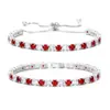 Pulsera de Tenis Ajustable Deslizante de Zirconia Redonda de 4 mm Fila Única Completamente Diamantada Joyería de Plata Moda Europea y Americana Venta al por Mayor