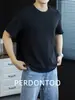 Camiseta com Patch Triângulo Invertido, Textura Waffle Moderna para Homens, Manga Curta de Seda Gelada para o Verão, Camisa Fresca para o Dia a Dia
