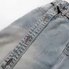 Jeans Corta-Vento Lavado Desgastado Estilo Retrô Americano Masculino Punk High Street Design Solto de Perna Larga Silhueta Calça Longa