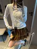 Además, la nueva camiseta de otoño estilo coreano con bordado de lazo y mangas raglán texturizadas MQ1614