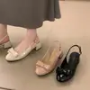 Temporada del Primer Encuentro: Sandalias de Tacón Grueso con Punta Redonda y Moño, Zapatos de Moda Estilo Hada para Mujer, Nuevos para Primavera/Verano, para Combinar con Vestidos