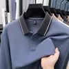 Camisa Polo Masculina de Algodão Puro de Alta Qualidade Transfronteiriça Manga Longa Primavera e Outono Casual Business Bloco de Cores Versátil Camiseta de Alta Qualidade para Homens