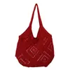 Bolso Tejido de Alta Gama para Vacaciones en la Costa, Bolso de Playa Hueco, Bolso de Hombro para Mujer de Gran Capacidad, Bolso Casual para Mujer