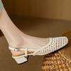 Sandalias Retro Tejidas Huecas Estilo Francés para Mujer, Nuevo Modelo Verano 2026, Correa Trasera Suave, Zapatos de Tacón Grueso