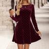 Vestido de Noite Hepburn Socialite Europeu e Americano Estilo Retro Francês Vestido Preto Pequeno com Pesados Enfeites de Strass, Acinturado, Vestido Emagrecedor para Mulheres