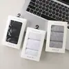 Conjunto de Caixa de Presente de Meias Masculinas em Preto, Branco e Cinza, 3 Pares, Meias Respiráveis de Malha para o Verão no Tornozelo para Homens, Direto do Fabricante, Dropshipping Disponível