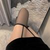 Medias de liga sexys de seda negra larga de deseo puro con bordes rojos y colores contrastantes, no es necesario quitárselas, se pueden insertar en medias sexys de tentación para mujer, estilo fino de verano