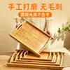 Bandeja rectangular de bambú y madera para servir, plato para salsas, plato para barbacoa, tapete de papel de aceite, uso comercial y doméstico, plato con doble oreja